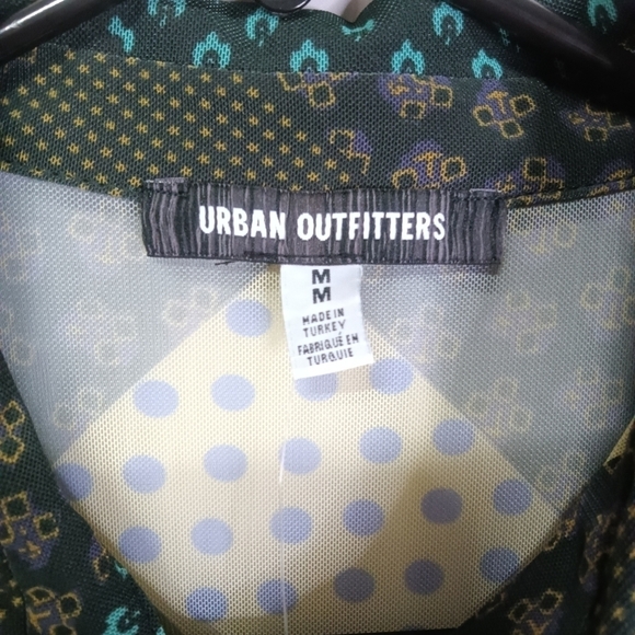 Urban Outfitters UO Dottie Mini Shirt Dress Green Mesh - Picture 4 of 14